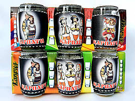 Чарка в натуральній шкірі з написом Карпати