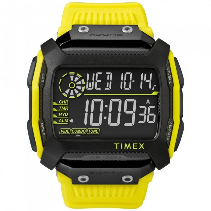 Багатофункціональний годинник Timex Command Shock 54 mm Resin Strap Watch Black Yellow
