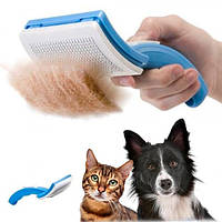Щетка для вычесывания шерсти Pet Zoom, пуходерка для собак/кота Пет Зум (щітка для кішок) (ST)