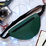 Стильна жіноча поясна сумка зеленого кольору з екошкіри, фото 4