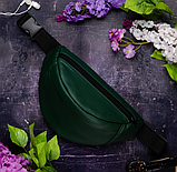 Стильна жіноча поясна сумка зеленого кольору з екошкіри, фото 6
