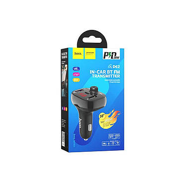 FM-модулятор Hoco DE2 с поддержкой быстрой зарядки QC 3.0 20W (черный), фото 3