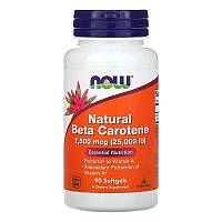 Натуральный бета-каротин NOW Foods "Natural Beta Carotene" провитамин витамина А (90 гелевых капсул)
