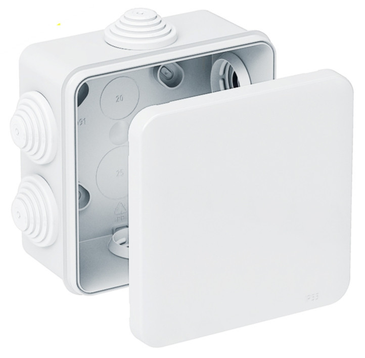 Коробка розподільча КР, 70х70х40, ІР55,  (типу Schneider) біла, фото 1