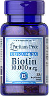 Puritans Pride, Biotin 10000 мкг (100 капс.), биотин для волос