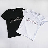 Біла та чорна футболки, для дівчаток, з принтом, SmileTime