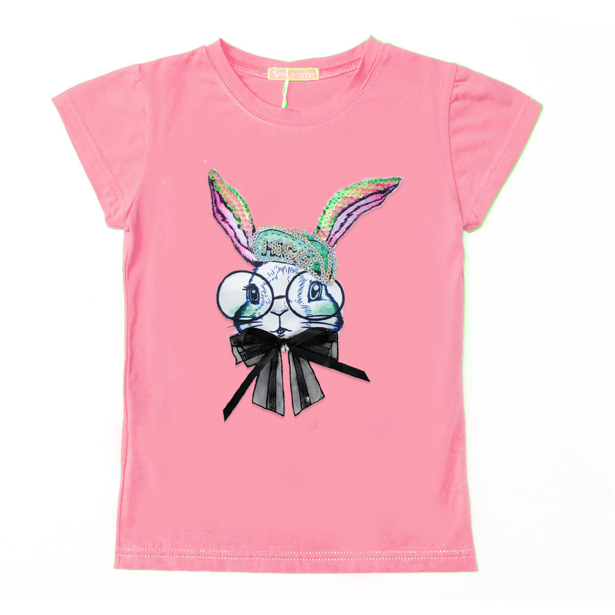 Футболка для дівчинки, Rabbit, світло-рожева, SmileTime