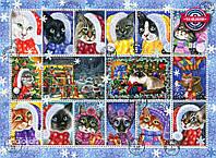 Пазл Anatolian 1103, Колекція марок з різдвяною кішкою, 1000 ел., 66 х 48 см, упаковка 36 х 25 х 5 см
