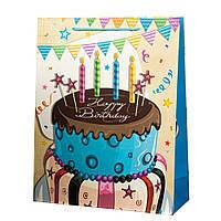 Подарунковий пакет "Birthday cake" 26 * 10 * 32 Elisey 12шт