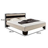 Каркас двоспального ліжка  з ламелями Сокме Скарлет 160х200 см дуб сонома з втавками венге магія