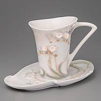 Чашка, блюдце, ложка "Метелик в квітах" (10 см) Elisey