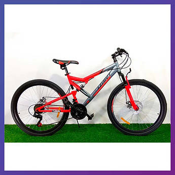 Велосипед гірський двоколісний двопідвісний на сталевій рамі Azimut Scorpion 29" GD 19" рама сіро-червоний