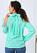 Жіноча повсякденна блузка з вирізами, ментолова, фото 4