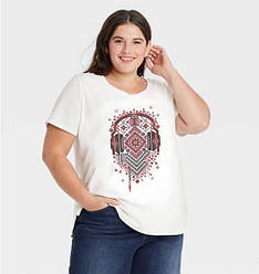Жіноча футболка великого розміру, білого кольору, розміри 48/50, 52/54