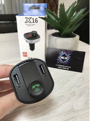 Авто FM-модулятор X16 MP3 Bluetooth Трансмітер USBx2 2.1А, фото 1