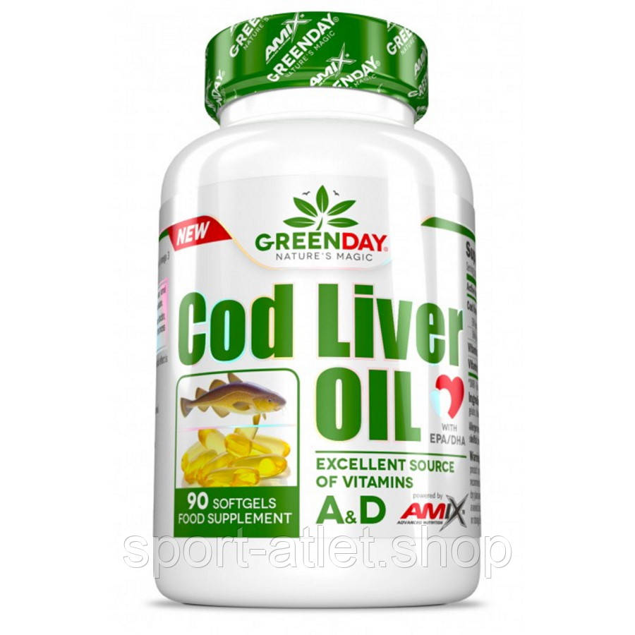 Жирні кислоти Amix Nutrition GreenDay Cod Liver Oil, 90 капсул