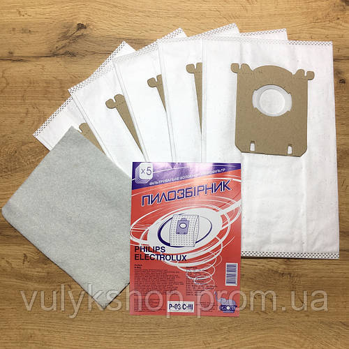 Мешки для пылесоса Philips, Electrolux, Слон P-03 C-3 (5 штук в ...