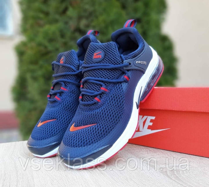 Кроссовки летние Nike Air Presto синие с белым сетка Найк Престо 41 42 ...