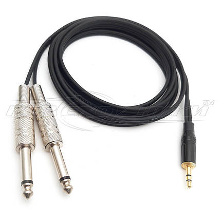 Аудіо кабель 3.5 mm stereo to 2*6.3 mm моно jack в екрані(хороша якість+), фото 2