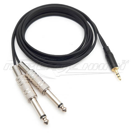 Аудіокабель 3.5 mm стерео to 2*6.3 mm моно jack у екрані, фото 2