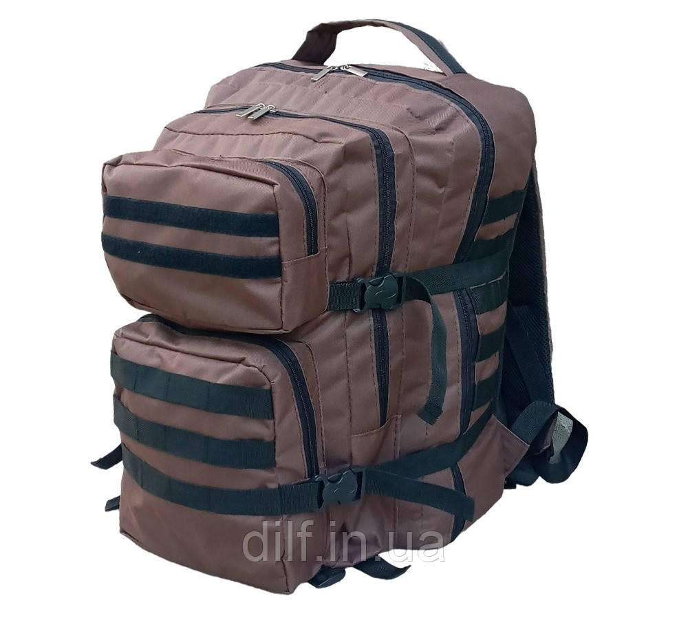 Рюкзак тактичний штурмовий 50 л хакі коричневий з MOLLE, фото 1