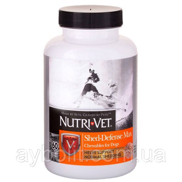 Nutri-Vet Shed Defense Max Жувальні таблетки для собак Захист вовни