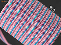 Резинка обувная текстильная цв.розовый с голубым