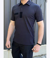 Футболка Поло "ДСНС" статутна Cool-Pass синя, з липучками під шеврони