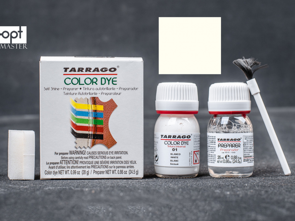 Фарба для шкіри біла + очищувач Tarrago Color Dye, 2*25 мл,TDC05(01)