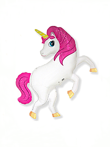 Фольгована кулька міні фігура Єдиноріг 37х36см (14") | Рожевий