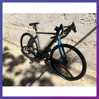Велосипед гірський двоколісний на алюмінієвій рамі Crosser Gravel NORD 28" рама 17" сіро-синій