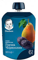 Gerber Пюре фруктовое Груша и чернослив (пауч) 6м+ (90 г)