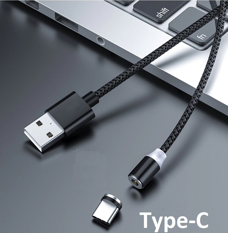 Магнітний Кабель Type-C USB 2A для Зарядки на Неодимових Магнітних Засувках в Обплетенні