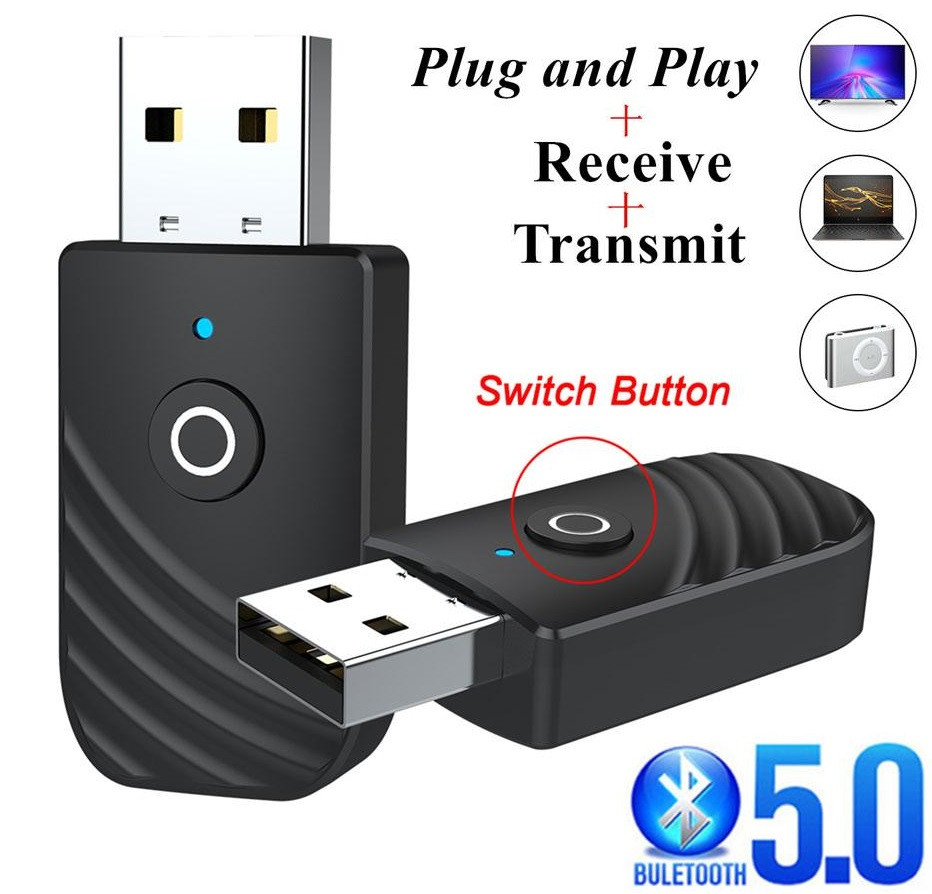 3 в 1 USB Bluetooth 5.0 RT-09 Аудіо Передавач Приймач Адаптер для ТБ ПК Автомобіль AUX Transmitter+Receiver