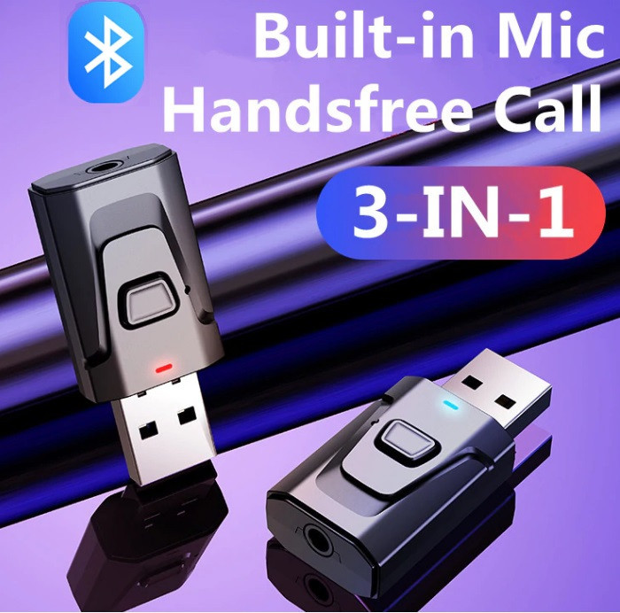 3 в 1 Bluetooth V5.0 T7 Аудіо Передавач і Приймач з Мікрофоном (Transmitter+Receiver) Адаптер