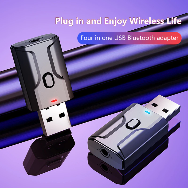 4 в 1 USB Bluetooth 5.0 T7-5 Аудіо Передавач Приймач з Мікрофоном Адаптер для ТБ ПК Автомобіль AUX