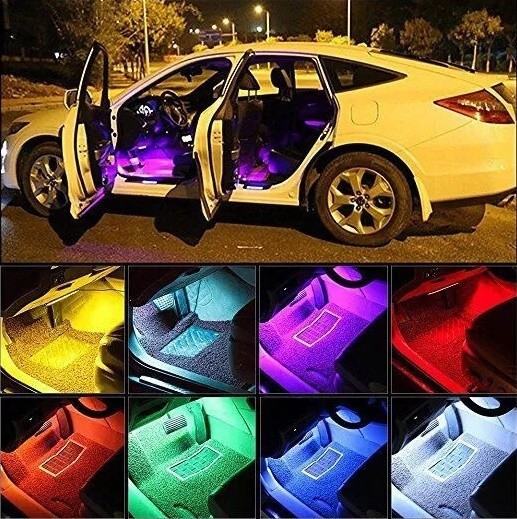 Світлодіодне підсвічування салону авто RGB led - підсвічування ніг в авто від прикурювача, вологозахисне, фото 1