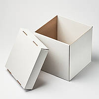 Коробка картонная 200*200*200 мм, со съемной крышкой, самосборная, белая