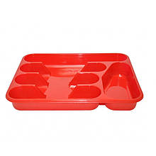 Кораловий пластиковий лоток для столових приладів у кухонну скриньку 26*34 см, Ламела