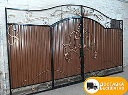 Розпашні ворота з хвірткою у воротах, код: Р-0123-Д