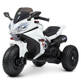 Дитячий мотоцикл триколісний (2 мотори по 25W, MP3, USB, надувні колеса) Bambi M 4840AL-1 Білий