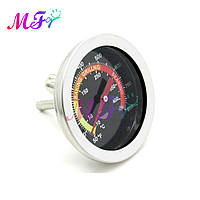 Термометр для гриля, коптильні, барбекю, 10-400C із неіржавкої сталі BBQ. Колірна градація.