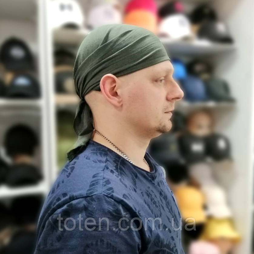 Купить Бандана мужская зеленая однотонная на лето, бандана хаки летняя ...