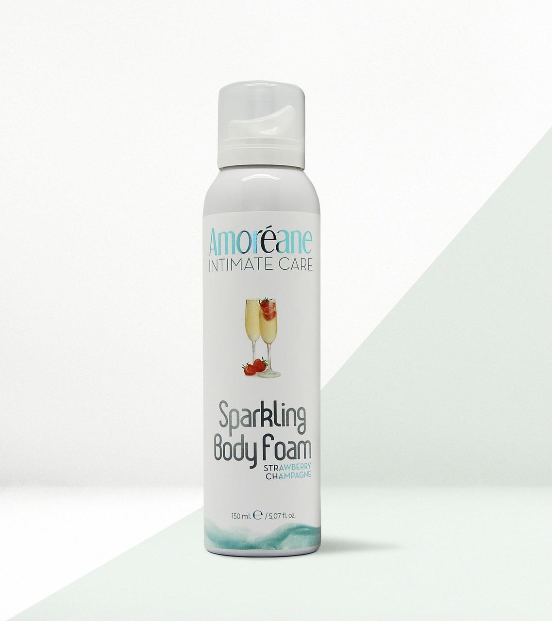 Масажна піна з ароматом полуниці у шампанському Amoreane Sparkling Body Foam Strawberry Champagne, 150 мл.