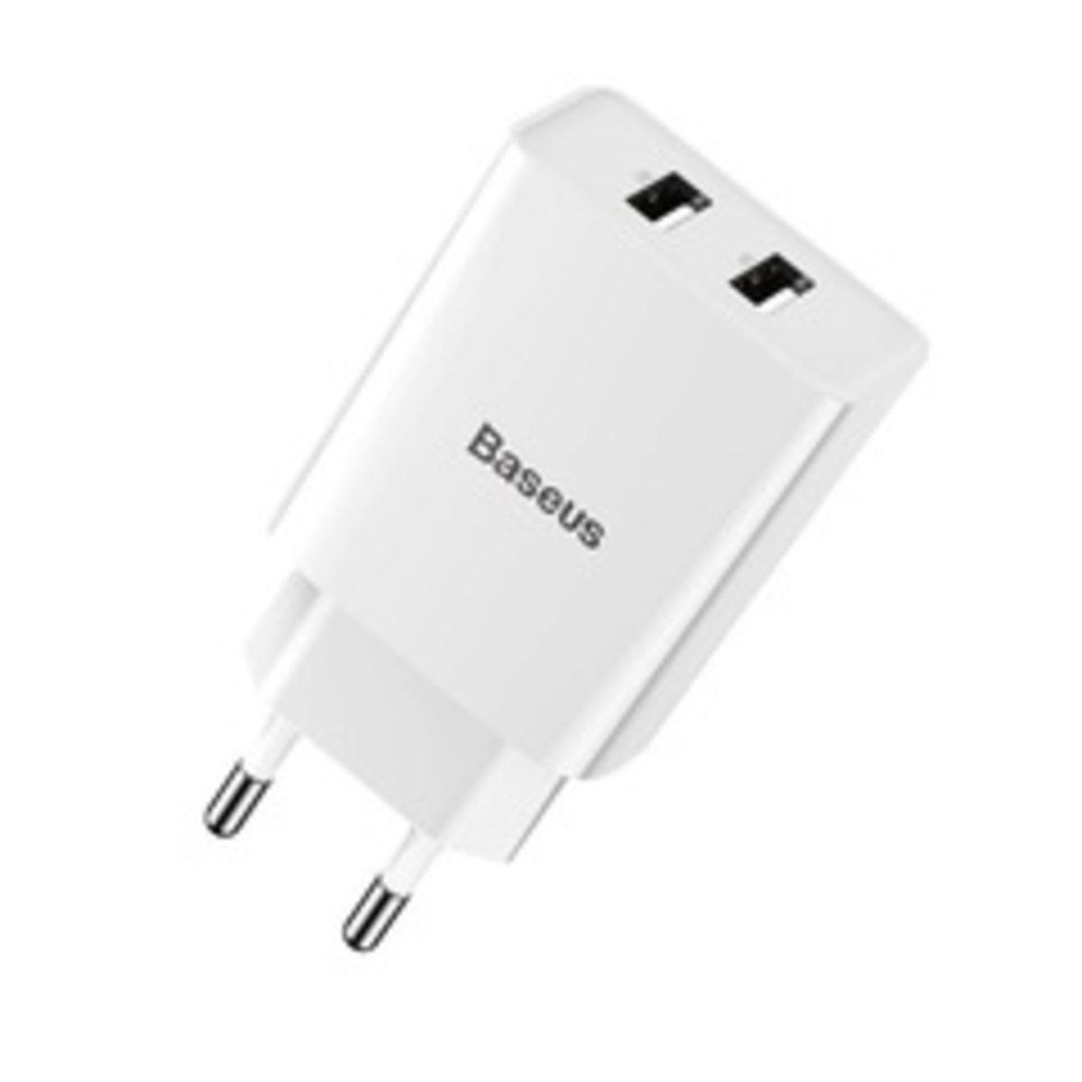 Зарядний пристрій для телефону і планшета мережний адапттер Baseus Speed Mini Dual U Charger 10.5W White
