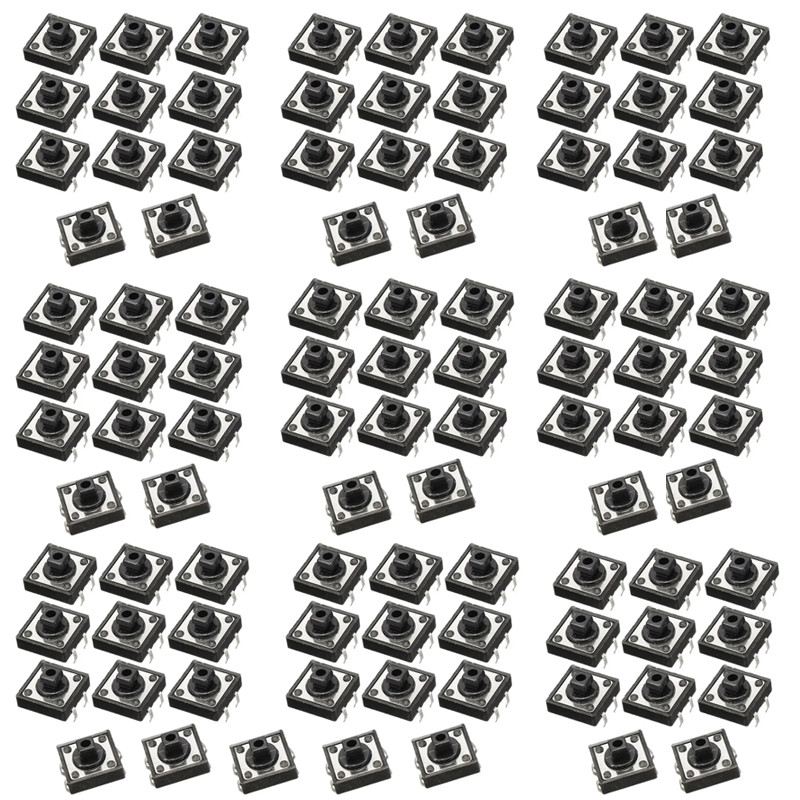 Кнопка тактова, мікрік 100шт, DIP 4 контакта, 12x12x7.3мм, фото 1