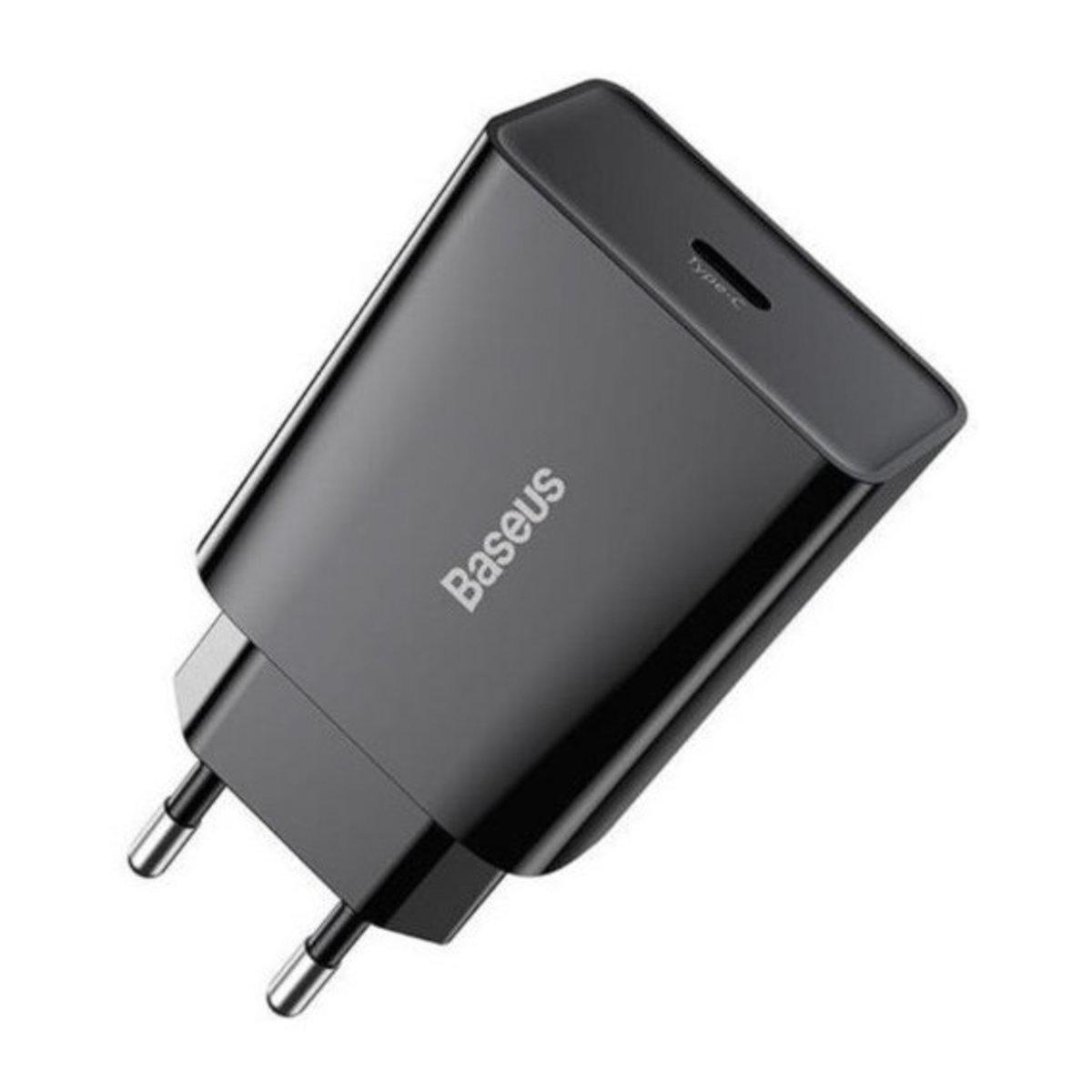 Мережевий зарядний пристрій для телефона Apple і Android Type-C Baseus 1C 20 W EU Black