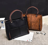 Женская сумка шоппер эко-кожа с большим карманом и двумя ручками,большая женская сумка