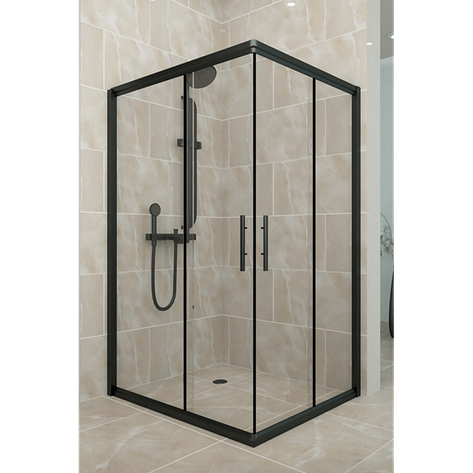 Душова кабіна Aquanil UNIMAR 100х80х190 скло прозоре профіль черний, фото 1