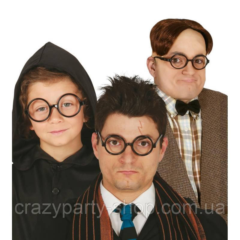 Карнавальні окуляри чорні круглі, фото 1